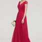 Sleeveless V Neck Long/Floor-Length Chiffon A-line/Princess Bridesmaid Dresses With Lace Pleated Aiyana DEP0025486