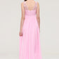 Bateau Sleeveless Long/Floor-Length Chiffon A-line/Princess Bridesmaid Dresses With Lace Amara DEP0025489