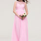 Bateau Sleeveless Long/Floor-Length Chiffon A-line/Princess Bridesmaid Dresses With Lace Amara DEP0025489