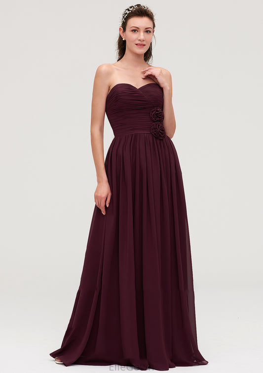 Sweetheart Sleeveless Long/Floor-Length Chiffon A-line/Princess Bridesmaid Dresses With Pleated Lucinda DEP0025490