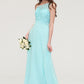 One-Shoulder Sleeveless Long/Floor-Length Chiffon A-line/Princess Bridesmaid Dresses With Lace Helen DEP0025491