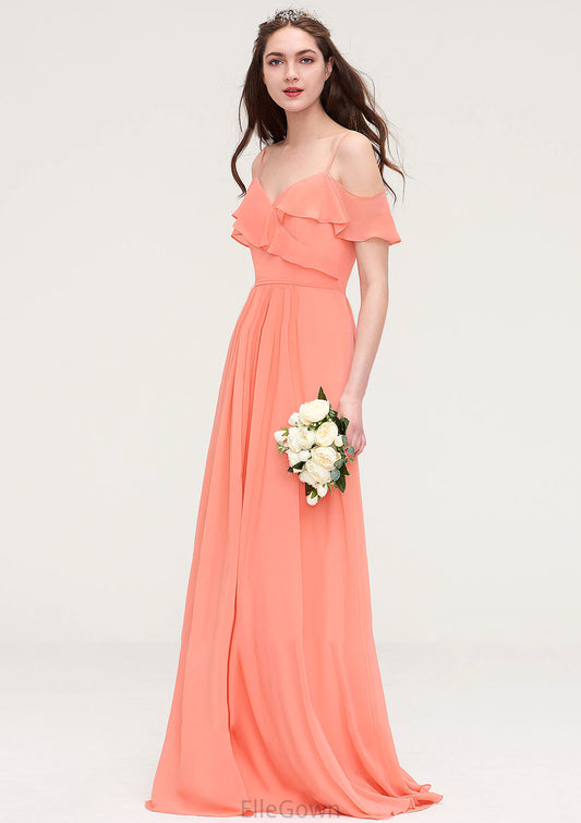 Sleeveless Sweetheart Long/Floor-Length Chiffon A-line/Princess Bridesmaid Dresses With Pleated Holly DEP0025492