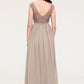 Sleeveless Scoop Neck Long/Floor-Length Chiffon A-line/Princess Bridesmaid Dresses With Sequins Beading Lace Pleated Anaya DEP0025493