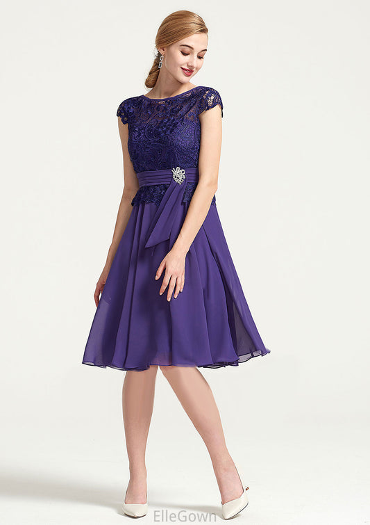 Sleeveless Bateau Knee-Length A-line/Princess Chiffon Bridesmaid Dresses With Rhinestone Appliqued Sashes Heaven DEP0025496