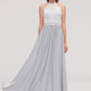 Sleeveless Scoop Neck A-line/Princess Chiffon Long/Floor-Length Bridesmaid Dresseses With Lace Genesis DEP0025497