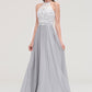 Sleeveless Scoop Neck A-line/Princess Chiffon Long/Floor-Length Bridesmaid Dresseses With Lace Genesis DEP0025497