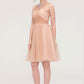 Bateau Sleeveless A-line/Princess Tulle Knee-Length Bridesmaid Dresses With Pleated Beading Evelin DEP0025498