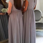 Bateau A-Line/Princess Long/Floor-Length Chiffon Bridesmaid Dresses With Appliqued Emmy DEP0025517