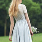 Short/Mini Scalloped Neck Short Sleeve Chiffon A-line/Princess Bridesmaid Dresseses With Lace Cali DEP0025520