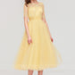 Bateau Short Sleeve A-line/Princess Tulle Tea-Length  Bridesmaid Dresses With Pleated Lace Amiya DEP0025522