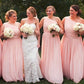 One-Shoulder A-Line/Princess Long/Floor-Length Chiffon Bridesmaid Dresses With Pleated Bria DEP0025529