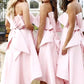 Sleeveless Strapless Asymmetrical A-line/Princess Satin Bridesmaid Dresseses With Bowknot Ruffles Renee DEP0025539