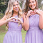 One-Shoulder A-Line/Princess Long/Floor-Length Chiffon Bridesmaid Dresses With Pleated Briana DEP0025544