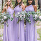 One-Shoulder A-Line/Princess Long/Floor-Length Chiffon Bridesmaid Dresses With Pleated Briana DEP0025544