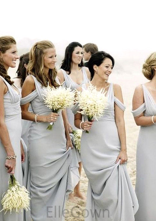 V-Neck Sleeveless Pleated Floor-Length A-Line Combination Bridesmaid Dresseses Lea DEP0025546