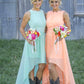 Sleeveless Bateau Asymmetrical A-Line/Princess Chiffon Bridesmaid Dresses With Appliqued Allie DEP0025549