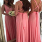 A-Line/Princess V-Neck Long/Floor-Length Chiffon Bridesmaid Dresses Dalia DEP0025551