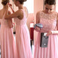 A-Line/Princess Bateau Long/Floor-Length Chiffon Bridesmaid Dresses With Lace Shiloh DEP0025552