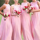 A-Line/Princess Bateau Long/Floor-Length Chiffon Bridesmaid Dresses With Lace Shiloh DEP0025552