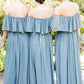 Off-The-Shoulder A-Line/Princess Long/Floor-Length Chiffon Bridesmaid Dresses With Ruffles Jaylah DEP0025555