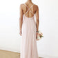 Spaghetti Straps Sleeveless V Neck Long/Floor-Length Chiffon Bridesmaid Dresses With Pleated Marianna DEP0025561