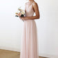 Spaghetti Straps Sleeveless V Neck Long/Floor-Length Chiffon Bridesmaid Dresses With Pleated Marianna DEP0025561