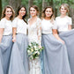 Short Sleeve Scoop Neck Long/Floor-Length A-line/Princess Tulle Bridesmaid Dresseses With Lace Jaylene DEP0025563