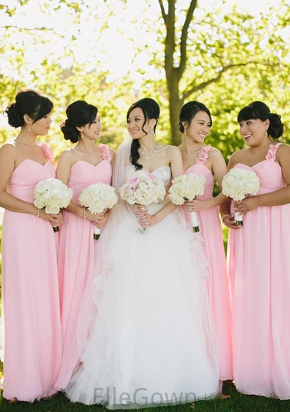 Sleeveless One-Shoulder A-line/Princess Long/Floor-Length Chiffon Bridesmaid Dresseses Heidy DEP0025565