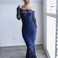 Off-the-Shoulder Full/Long Sleeve Asymmetrical Trumpet/Mermaid Lace Bridesmaid Dresseses Jaliyah DEP0025566