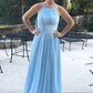 Sleeveless Scoop Neck Long/Floor-Length Chiffon A-line/Princess Bridesmaid Dresses With Pleated Hallie DEP0025598