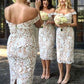 Sheath/Column Off-the-Shoulder Tea-Length Sheath/Column Lace Bridesmaid Dresseses With Split Natalya DEP0025601