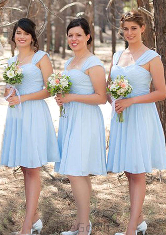 Sleeveless Scalloped Neck Knee-Length A-line/Princess Chiffon Bridesmaid Dresseses With Pleated Molly DEP0025606