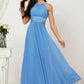 A-line Halter Sleeveless Chiffon Long/Floor-Length Bridesmaid Dresses With Pleated Allyson DEP0025610