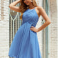 Empire A-line Halter Chiffon Short/Mini Bridesmaid Dresses With Pleated June DEP0025615