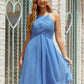 Empire A-line Halter Chiffon Short/Mini Bridesmaid Dresses With Pleated June DEP0025615