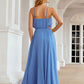 A-line Halter Sleeveless Chiffon Long/Floor-Length Bridesmaid Dresses With Pleated Jazmyn DEP0025621