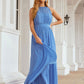 A-line Empire Halter Sleeveless Chiffon Long/Floor-Length Bridesmaid Dresses With Pleated Janey DEP0025622