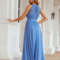 A-line Empire Halter Sleeveless Chiffon Long/Floor-Length Bridesmaid Dresses With Pleated Janey DEP0025622