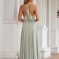 A-line Halter Sleeveless Chiffon Long/Floor-Length Bridesmaid Dresses With Pleated Ruffles Taylor DEP0025623