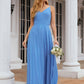 A-line Empire V Neck Long/Floor-Length Chiffon Bridesmaid Dresses With Pleated Zara DEP0025624