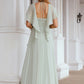 A-line V Neck Short Sleeve Chiffon Long/Floor-Length Bridesmaid Dresses With Pleated Ruffles Harmony DEP0025626