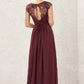 A-line V Neck Sleeveless Chiffon Long/Floor-Length Bridesmaid Dresses With Pleated Lace Brianna DEP0025627