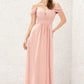 A-line Sweetheart Sleeveless Chiffon Long/Floor-Length Bridesmaid Dresses With Pleated Lace Mckenzie DEP0025629