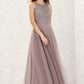 A-line Scoop Neck Sleeveless Lace Tulle Long/Floor-Length Bridesmaid Dresses Lana DEP0025631