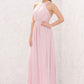 A-line Halter Sleeveless Chiffon Long/Floor-Length Bridesmaid Dresses With Pleated Anya DEP0025634