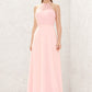 A-line Halter Sleeveless Chiffon Long/Floor-Length Bridesmaid Dresses Jaylen DEP0025635