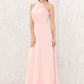 A-line Halter Sleeveless Chiffon Long/Floor-Length Bridesmaid Dresses Jaylen DEP0025635