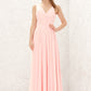 A-line V Neck Sleeveless Chiffon Long/Floor-Length Bridesmaid Dresses With Pleated Mary DEP0025637