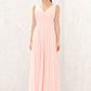 A-line V Neck Sleeveless Chiffon Long/Floor-Length Bridesmaid Dresses With Pleated Mary DEP0025637