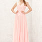 A-line V Neck Sleeveless Chiffon Long/Floor-Length Bridesmaid Dresses With Pleated Mary DEP0025637